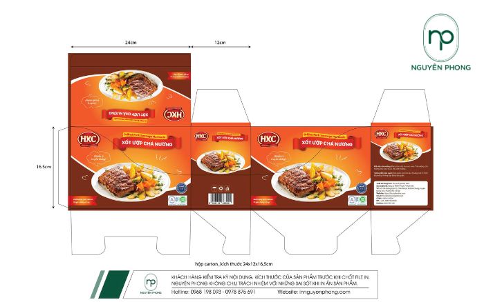 in hộp giấy đựng xốt gia vị chả nước